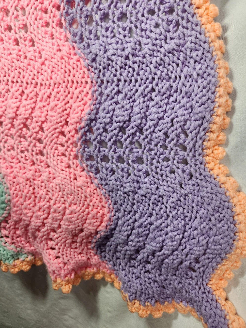 Handmade Crochet Knit Blanket Pastel Rainbow Ripple Throw Nursery Grannycore 45
